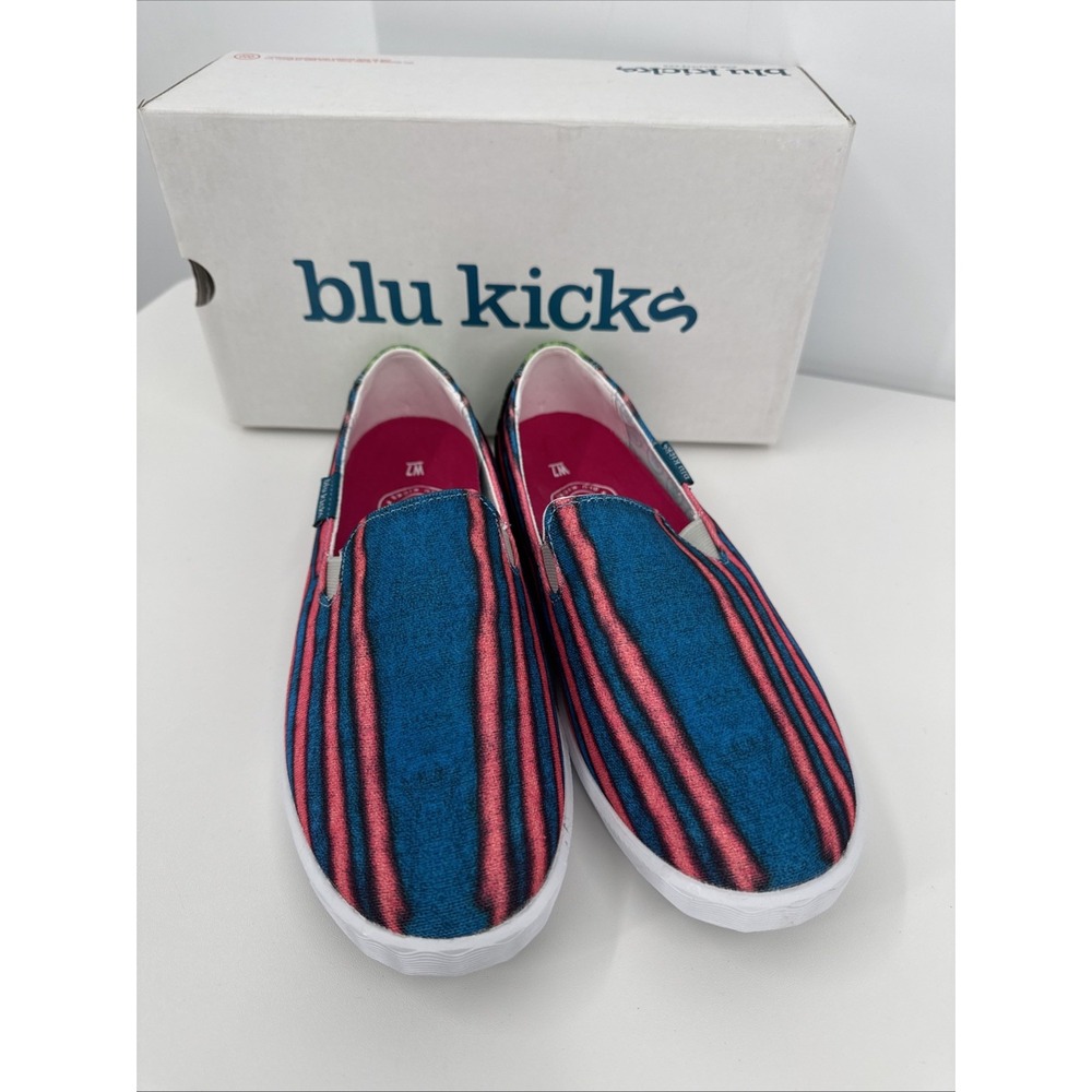 Blu Kicks Bengal Tango Slip On Sneakers Size 7‎ NIB Tie-dye Blue & Pink Skate